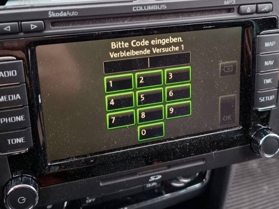 Skoda RNS510 Columbus asking for code